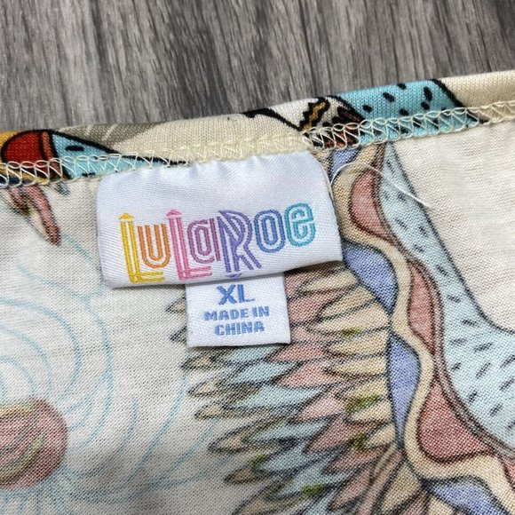 LULAROE Round Neck Short Sleeve White Bird Print T-Shirt Women's Size XL - Picture 5 of 10